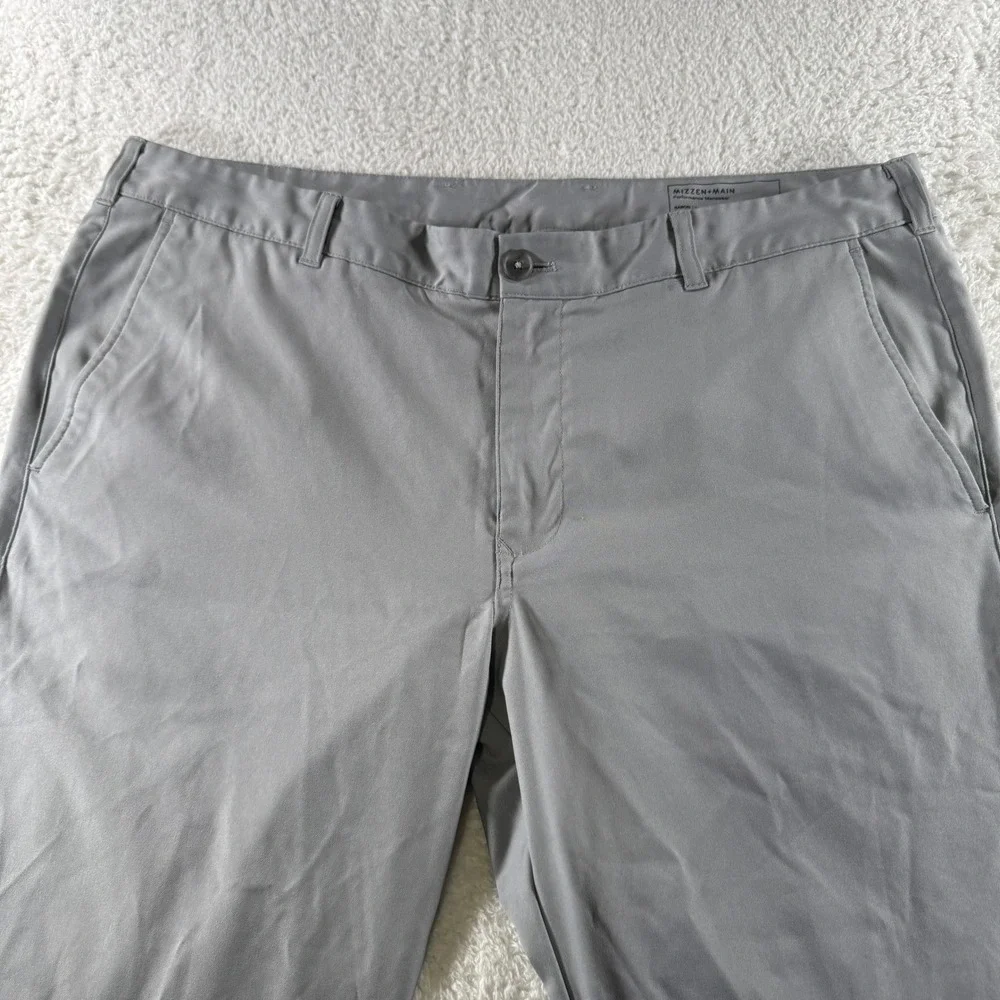 Mizzen + Main 38x32 Athletic Stretch Golf Pants Light Gray Grey Straight Leg